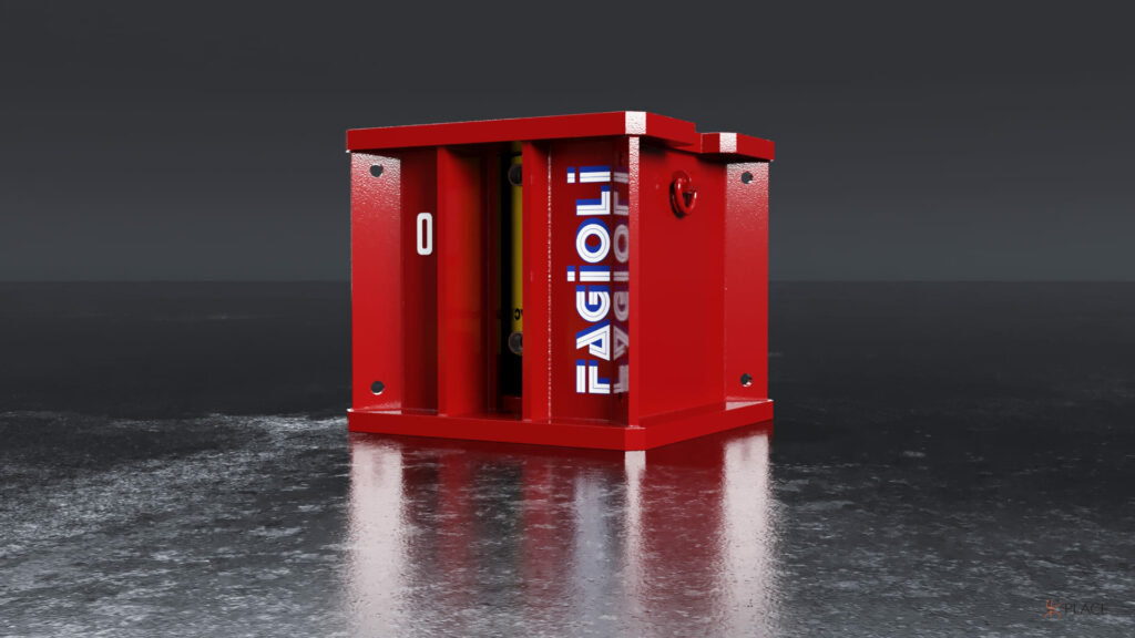 Visualizzazione 3D dei martinetti di sollevamento Fagioli